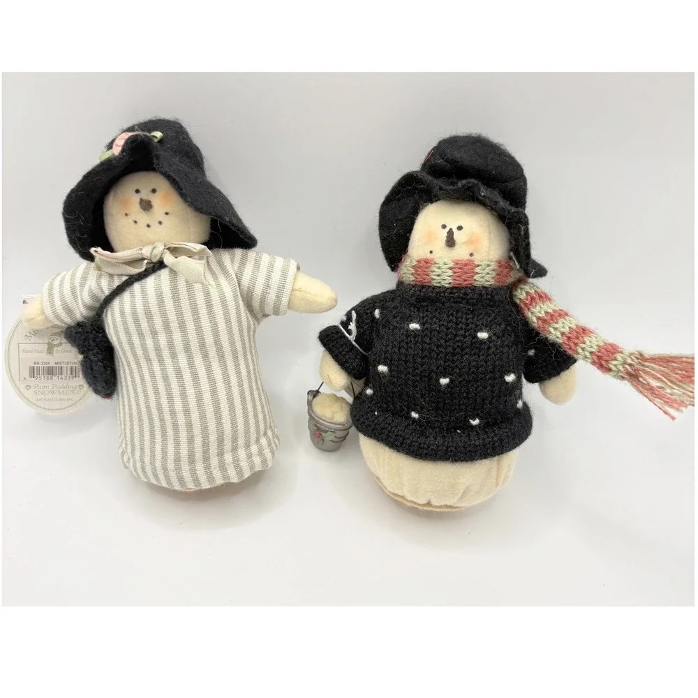 Vintage Miss Heather's Plum Pudding Snowmen Set of 2 Artisan Flair Christmas NWT